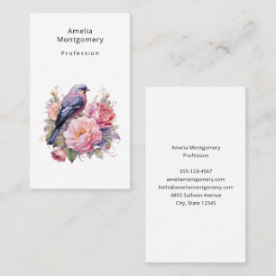 Carte De Visite Oiseau chanteur debout sur des pivoines roses