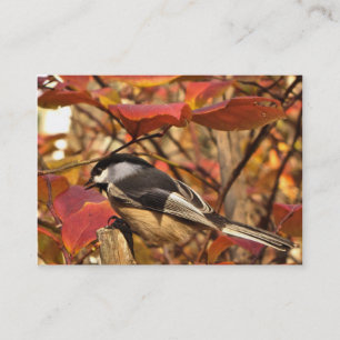 Carte De Visite Oiseau de poulet au feuillage d'automne rose ATC