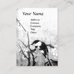 CARTE DE VISITE OISEAU DE PRINTEMPS ET MONOGRAMME D'ARBRE DE FLEUR