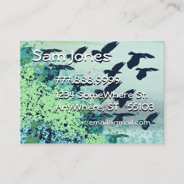 Carte De Visite Oiseau Flying Blue Greens (Devant)