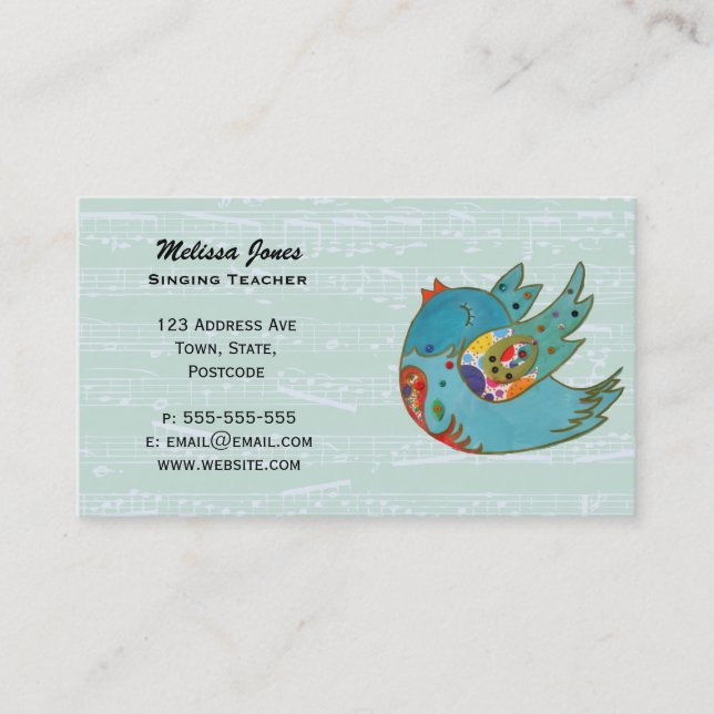 Carte De Visite Oiseau heureux mignon (Devant)