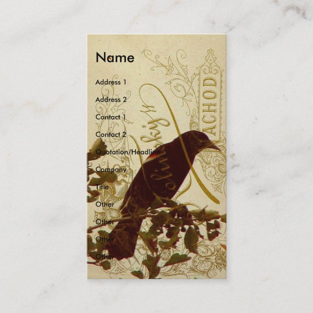 Carte De Visite Oiseau roux (Devant)