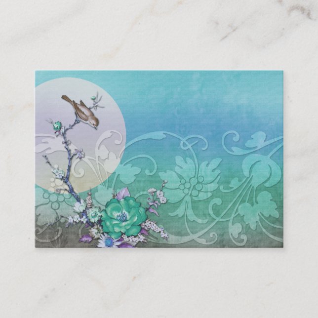 CARTE DE VISITE OISEAU SUR UNE BRANCHE : AQUA ARTISTIQUE (Devant)