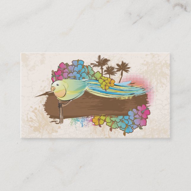 Carte De Visite oiseau tropical avec la bannière (Devant)