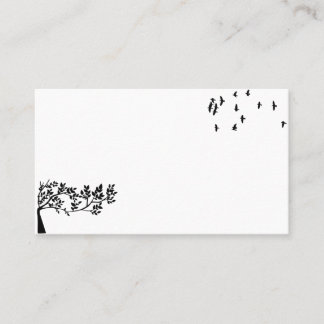 Carte De Visite Oiseaux Arbres Feuilles Silhouette Nature