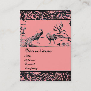 Carte De Visite OISEAUX D'AMOUR DE MARIAGE MONOGRAMME, noir et bla