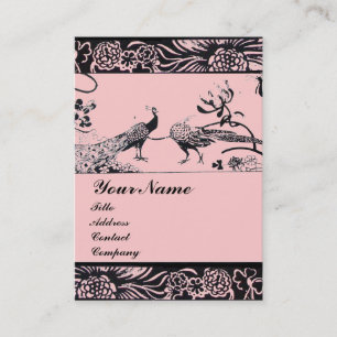Carte De Visite OISEAUX D'AMOUR DE MARIAGE, noir et blanc rose