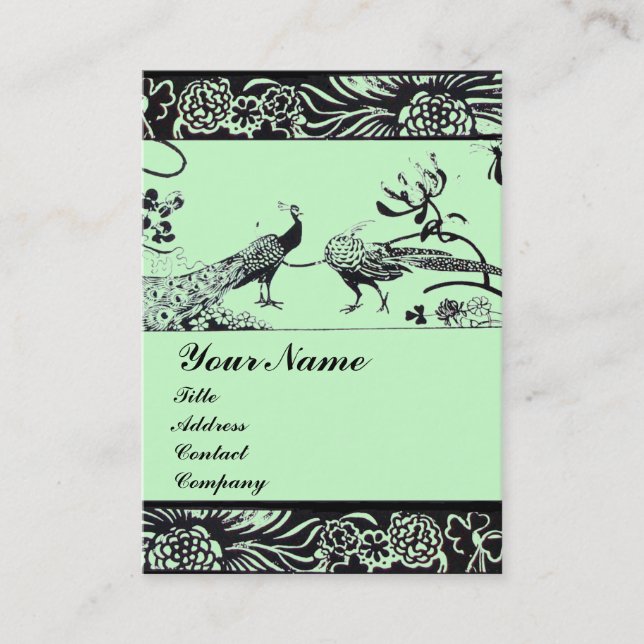 Carte De Visite OISEAUX DE MARIAGE AMOUR ,noir et blanc ,vert (Devant)