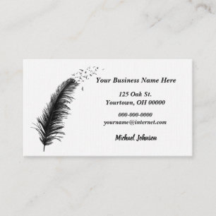 Carte De Visite Oiseaux en plume sur blanc