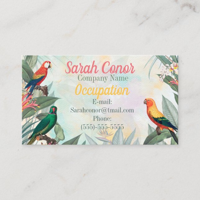 Carte De Visite Oiseaux exotiques (Devant)