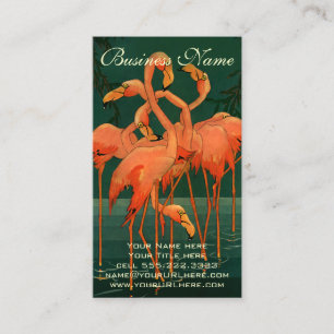 Carte De Visite Oiseaux sauvages vintages, Flamants roses roses tr