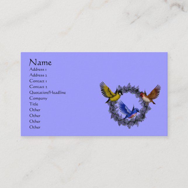 Carte De Visite Oiseaux Sur Flower Wreath (Devant)
