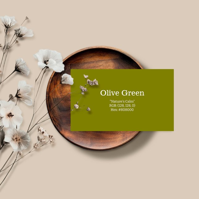Carte De Visite Olive Green | "Le calme de la nature" (Créateur téléchargé)