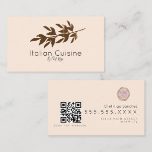 Carte De Visite Olive rustique Botanique Italien Chef