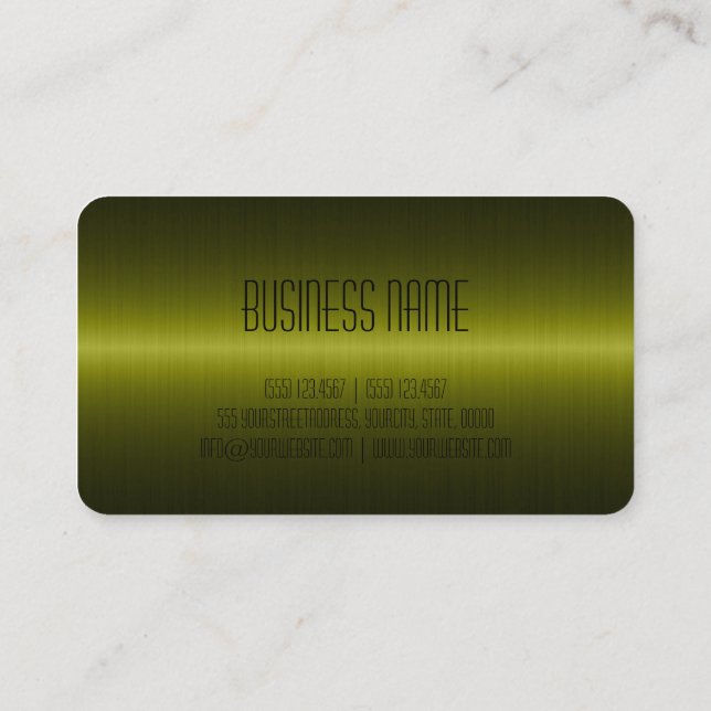 Carte De Visite Olive vert acier inoxydable look métallique (Dos)