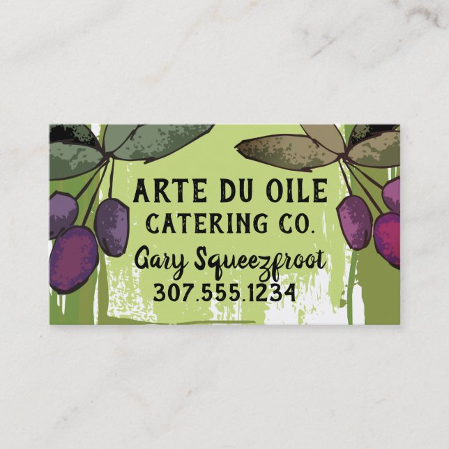 Carte De Visite olives branche huile d'olive chef traiteur cuisine (Devant)