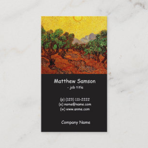 Carte De Visite Oliviers au ciel jaune et au soleil, van Gogh