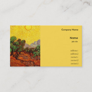 Carte De Visite Oliviers au ciel jaune et au soleil, van Gogh