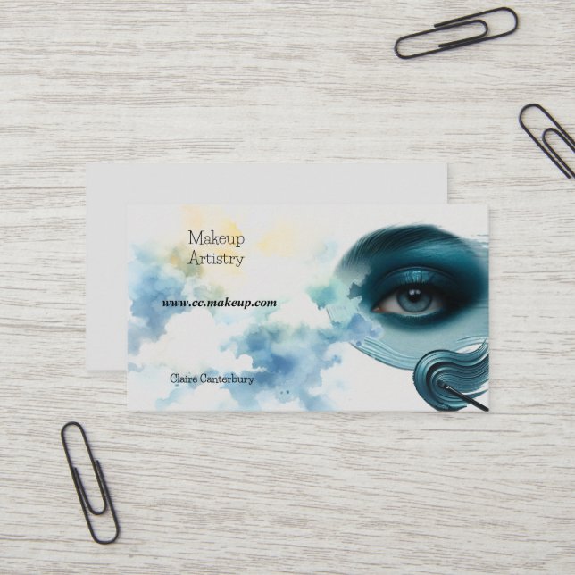 Carte De Visite Ombre de l'oeil bleu profond (Devant/Arrière en situation)
