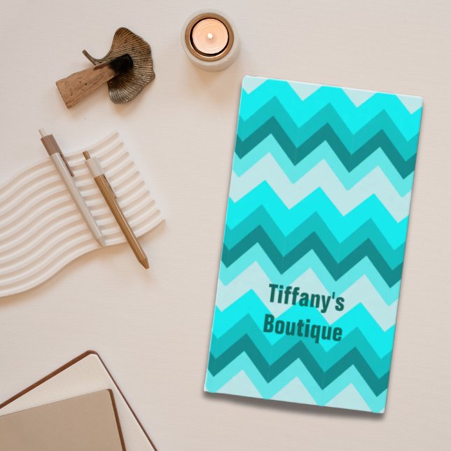 Carte De Visite Ombre Girly Motif Turquoise Turquoise Chevron (Ombre Girly Pattern Teal Turquoise Chevron Business Card)