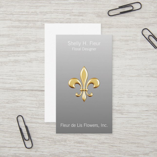 Carte De Visite Ombre Golden Fleur De Lis (Devant/Arrière en situation)