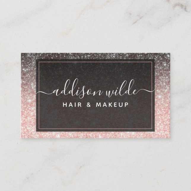 Carte De Visite Ombre Parties scintillant Rose Et Noir Moderne Chi (Devant)