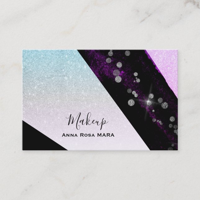 Carte De Visite *~* Ombre Parties scintillant rose Turquoise Géomé (Devant)