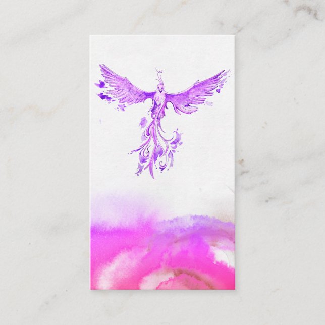 Carte De Visite *~* Ombre Peach Peach Pink Violet Feathères Phoeni (Devant)