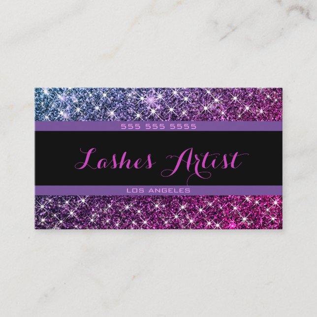 Carte De Visite Ombre rose violet chatoyant Parties scintillant Ét (Devant)