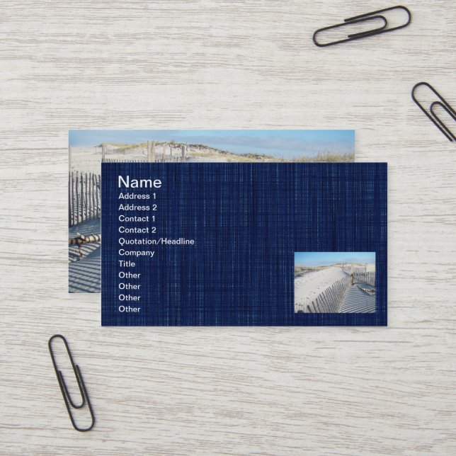 Carte De Visite Ombres, dunes de sable et clôtures (Devant/Arrière en situation)