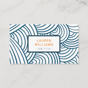 Carte De Visite Onde bleue motif à échelle moderne
