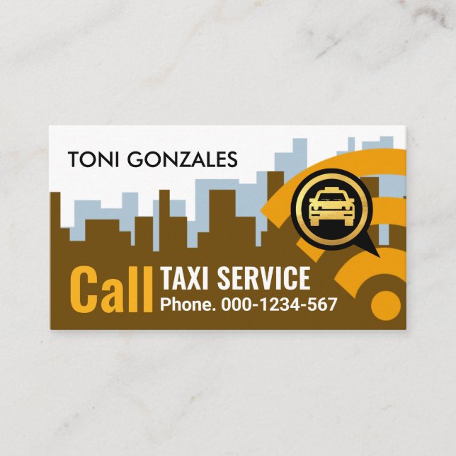 Carte De Visite Ondes de radio de taxi appelant la cabine (Devant)