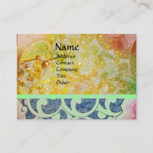 Carte De Visite ONDULE lumineux, vibrant, jaune, des étincelles de