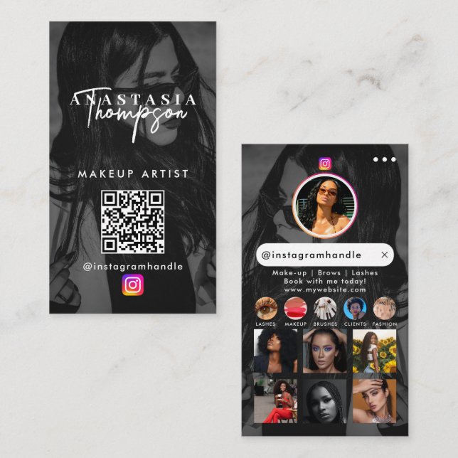 Carte De Visite Ongles de beauté de l'influent médias sociaux noir (Devant / Derrière)