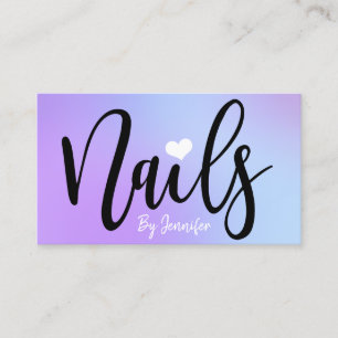 Carte De Visite Ongles modernes pourpres bleu dégradé