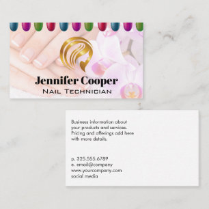 Carte De Visite Ongles peints Belle Logo Or Metallic