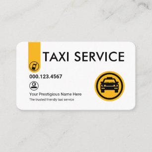 Carte De Visite Onglet de Taxi Jaune de Style Minimaliste
