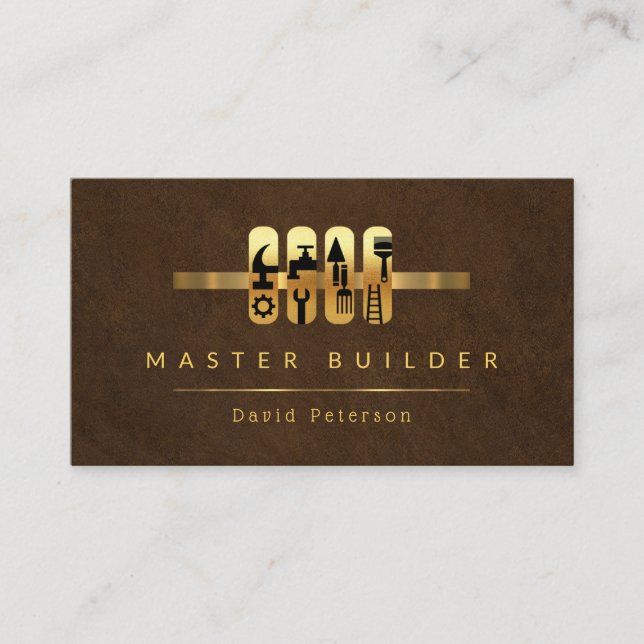 Carte De Visite Onglet Outils d'or Grunge Brown élégant (Devant)