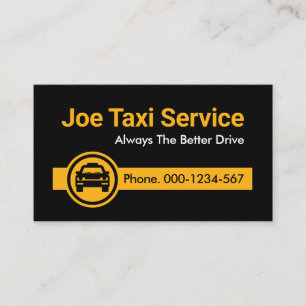 Carte De Visite Onglet Taxi simple jaune minimaliste