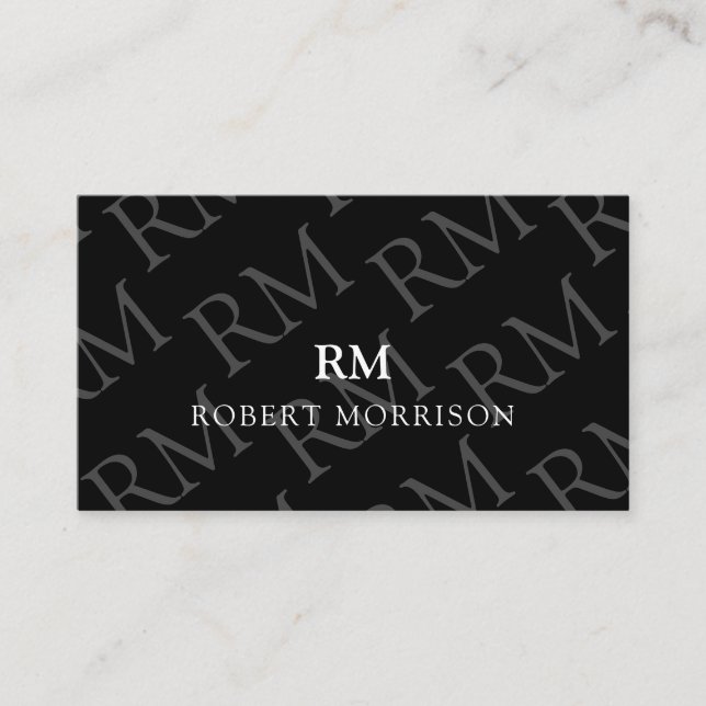 Carte De Visite Onyx Masculine Professionnelle Élégant Monogramme (Devant)