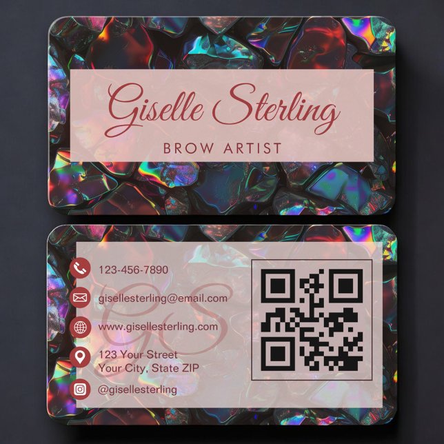 Carte de visite Opal Black QR Code pour Artiste de (Créateur téléchargé)