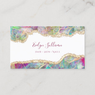 Carte de visite opal de Faux iridescente aquamarin