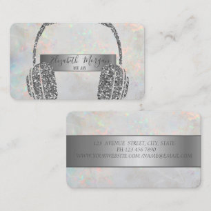 Carte De Visite Opal Holographic Silver Parties scintillant casque