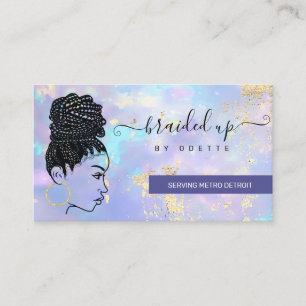 Carte De Visite Opal Holographique Cheveux Braider Stylist Salon d