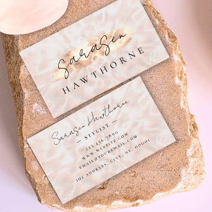 Carte De Visite Opal Pierre Rose Or Brush Stroke Luxe