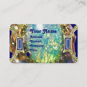 CARTE DE VISITE OPAL VERT BLEU, MONOGRAMME D'OEUVRE D'OR ART NOUVE