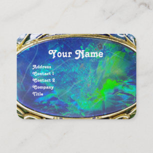 CARTE DE VISITE OPAL VERT BLEU, MONOGRAMME D'OEUVRE D'OR ART NOUVE