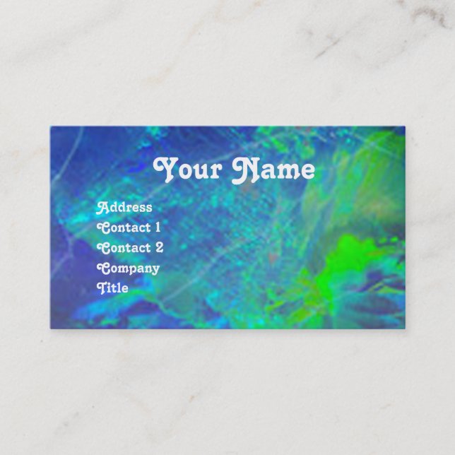 CARTE DE VISITE OPAL VERT BLEU, MONOGRAMME D'OEUVRE D'OR ART NOUVE (Devant)