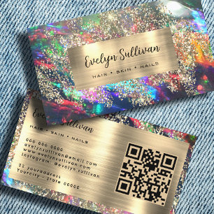 Carte de visite opale noir parties scintillant or