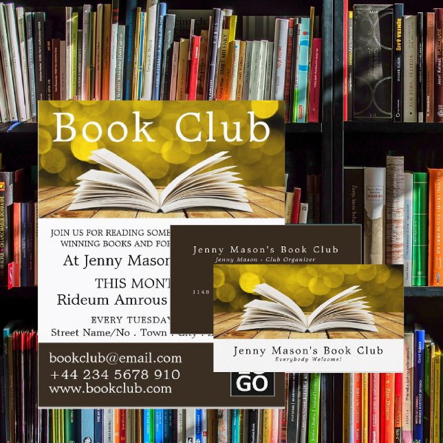 Carte De Visite Open Book tendance, Club du livre (Créateur téléchargé)